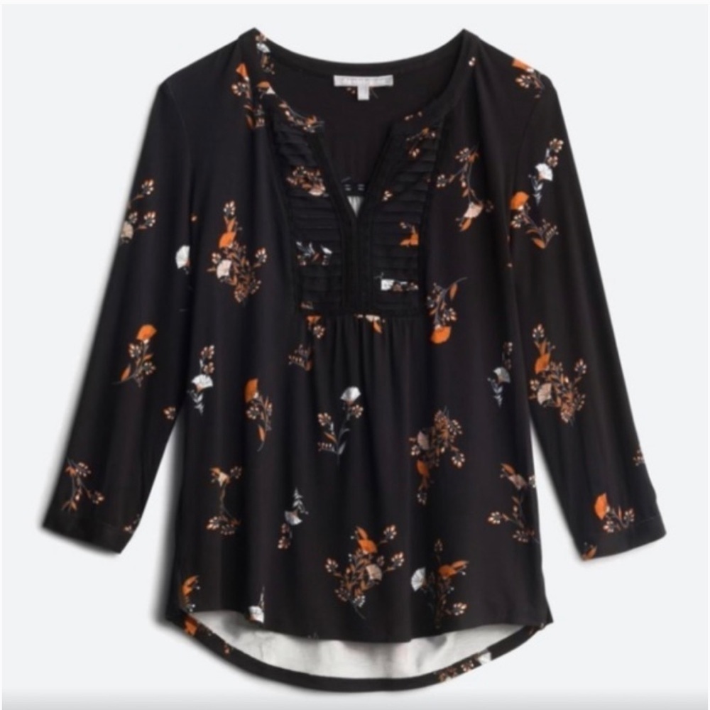 Daniel Rainn | Petoka Split Neck Knit Top, 3/4 Sleeves Black